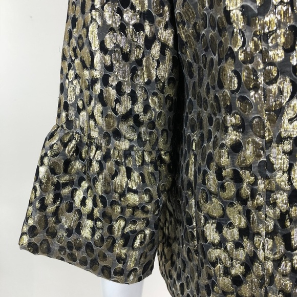 Chicos Metallic Leopard Print Open Front Jacket - Picture 2 of 6